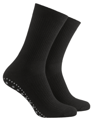 Doktorn rekommenderar antihalkstrumpa med extra lös reså